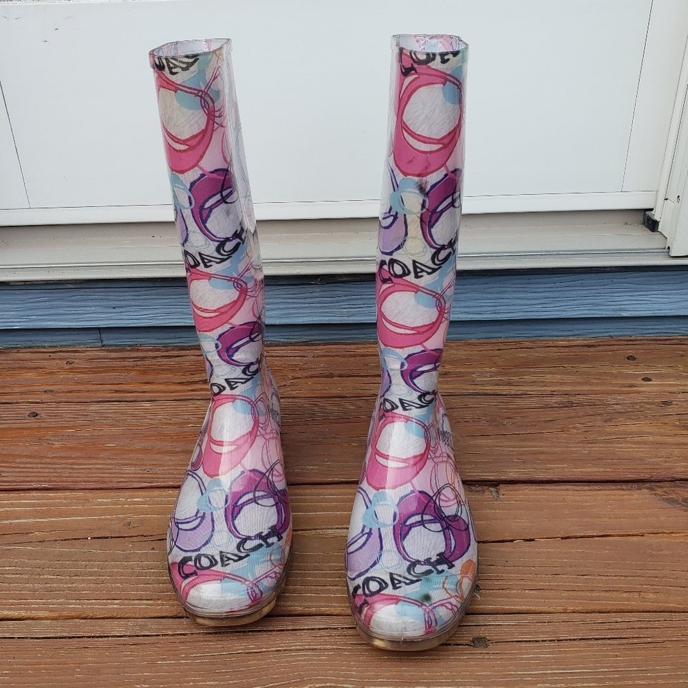 Coach Q497 Pixy Poppy rain boots 9 - Picture 2 of 8